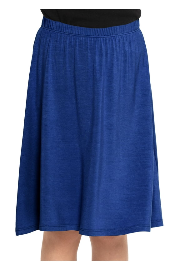 Girl's A-Line Knee Length Skirt Royal Blue X-Large