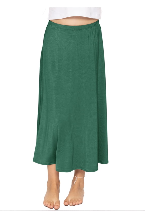 Girl's A-Line Skirt Ankle Length Hunter Green X-Small