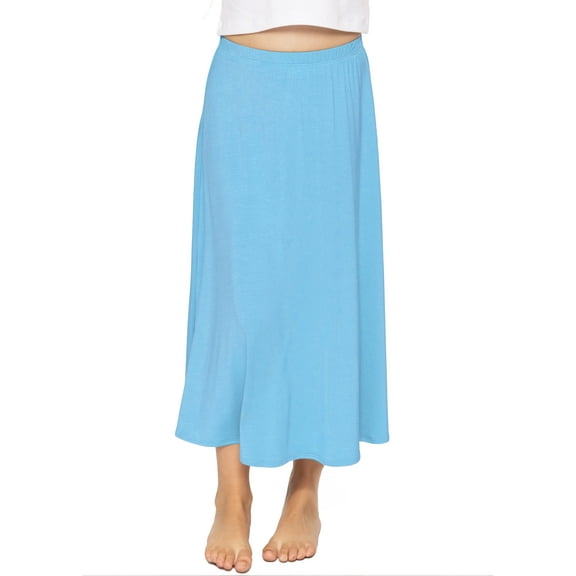 Stretch Is Comfort Girl's A-Line Skirt Ankle Length Sky Blue Large