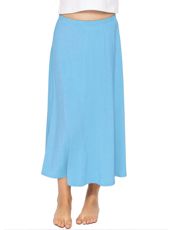Girl's A-Line Skirt Ankle Length Sky Blue Small
