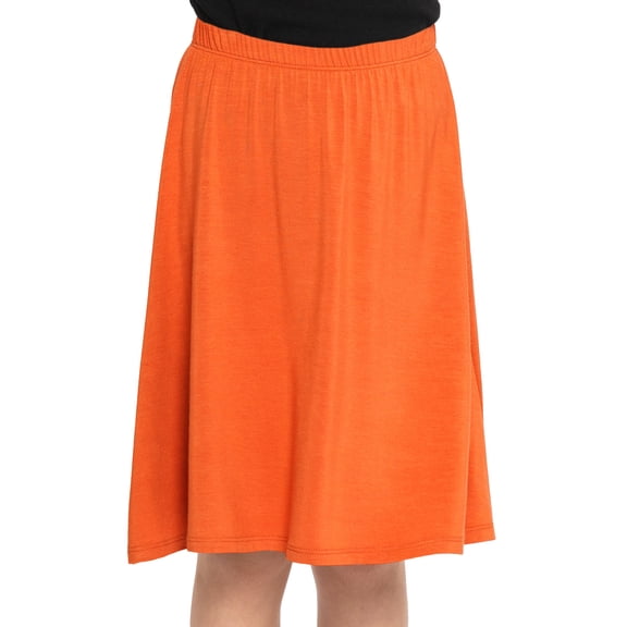 Stretch Is Comfort Girl's A-Line Skirt Knee Length Orange Medium