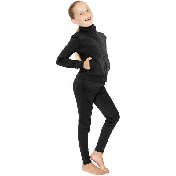 Stretch Is Comfort Girl's Cadet Jacket and Jogger Sweatsuit Set | Child 4-16