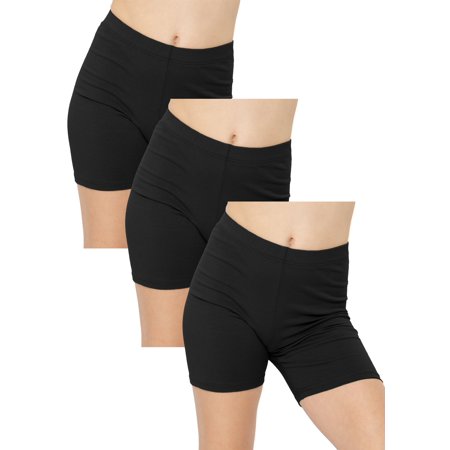 Stretch Is Comfort Girl's Cotton Biker Shorts | 3 Pack | Child Size 2-16