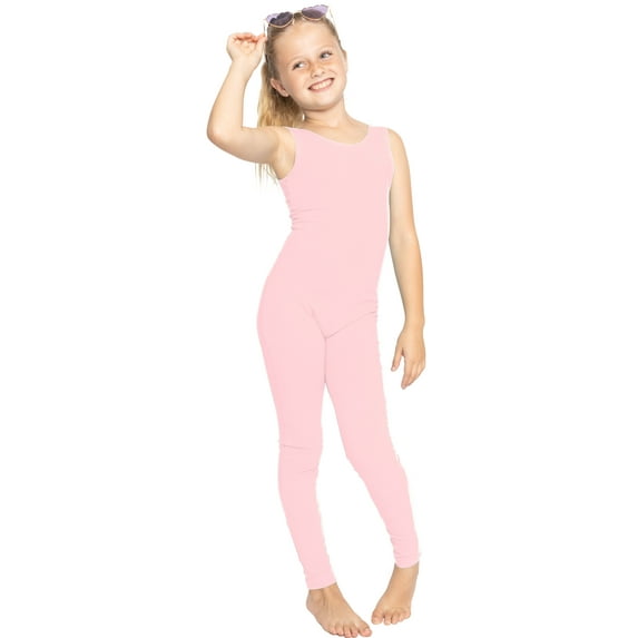 Stretch Is Comfort Girl's Cotton Unitard Light Pink Small