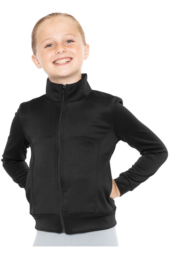 Girl's Cotton Warm Up Jacket Black X-Small
