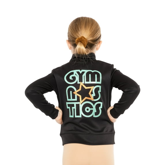 Stretch Is Comfort Girl's Glitter Gymnastics| Jacket Mock Neck | Youth Size 4-12