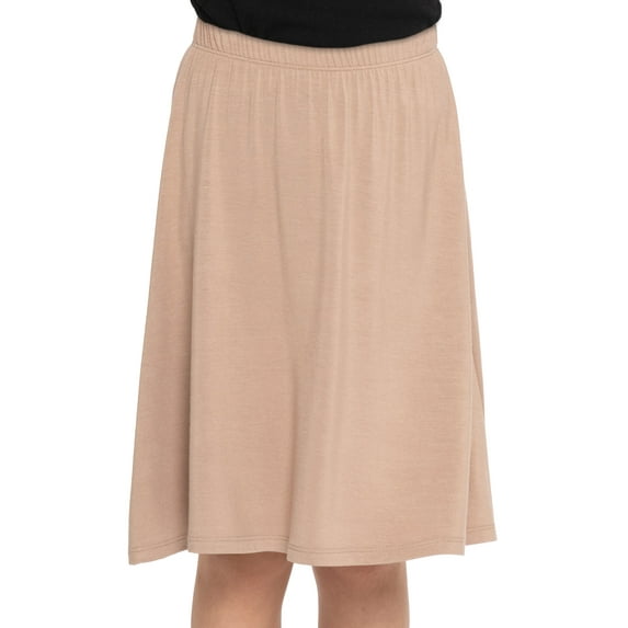 Stretch Is Comfort Girl's Knee Length A-Line Skirt Beige Medium