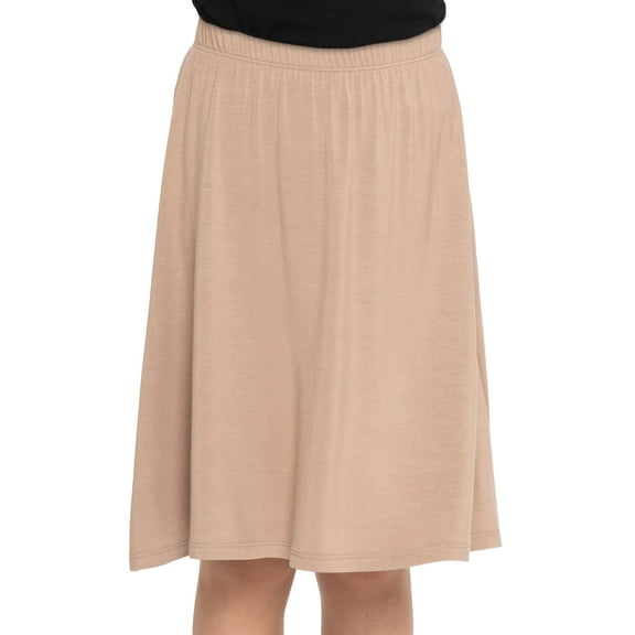 Stretch Is Comfort Girl's Knee Length A-Line Skirt Beige Small