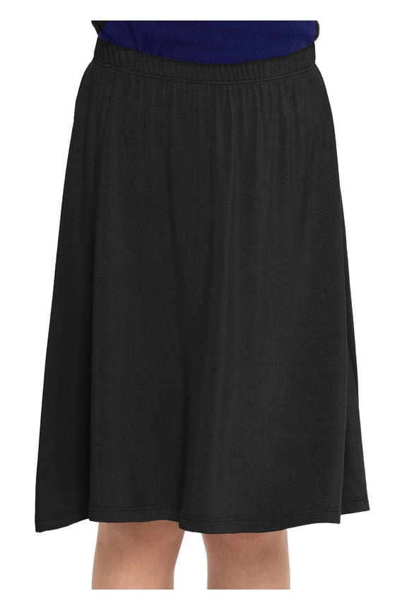 Girl's Knee Length A-Line Skirt Black Large