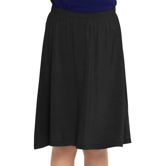 Stretch Is Comfort Girl's Knee Length A-Line Skirt Black X-Large