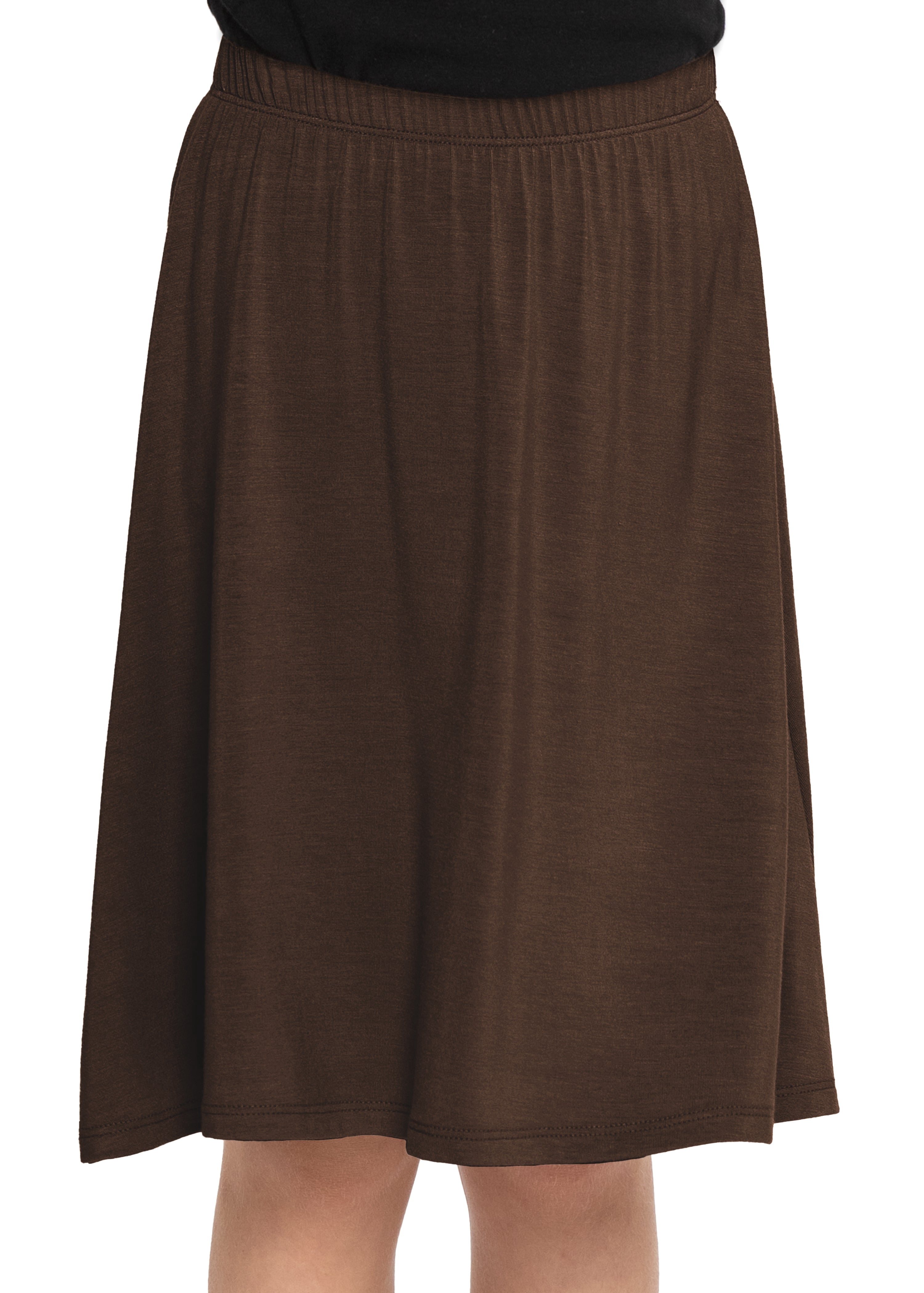 Stretch Is Comfort Girl's Knee Length A-Line Skirt Brown 16