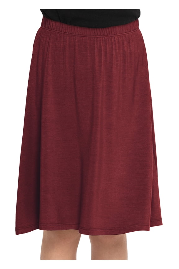 Girl's Knee Length A-Line Skirt Burgundy Medium