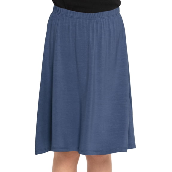 Stretch Is Comfort Girl's Knee Length A-Line Skirt Light Navy Medium