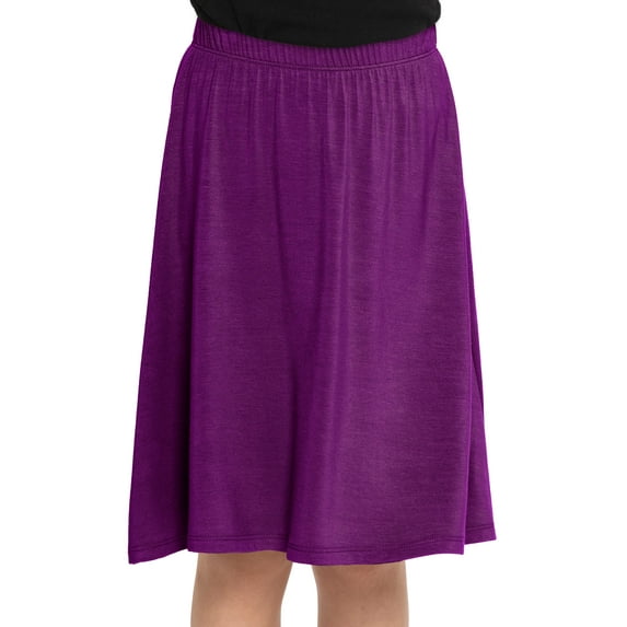 Stretch Is Comfort Girl's Knee Length A-Line Skirt Purple Medium