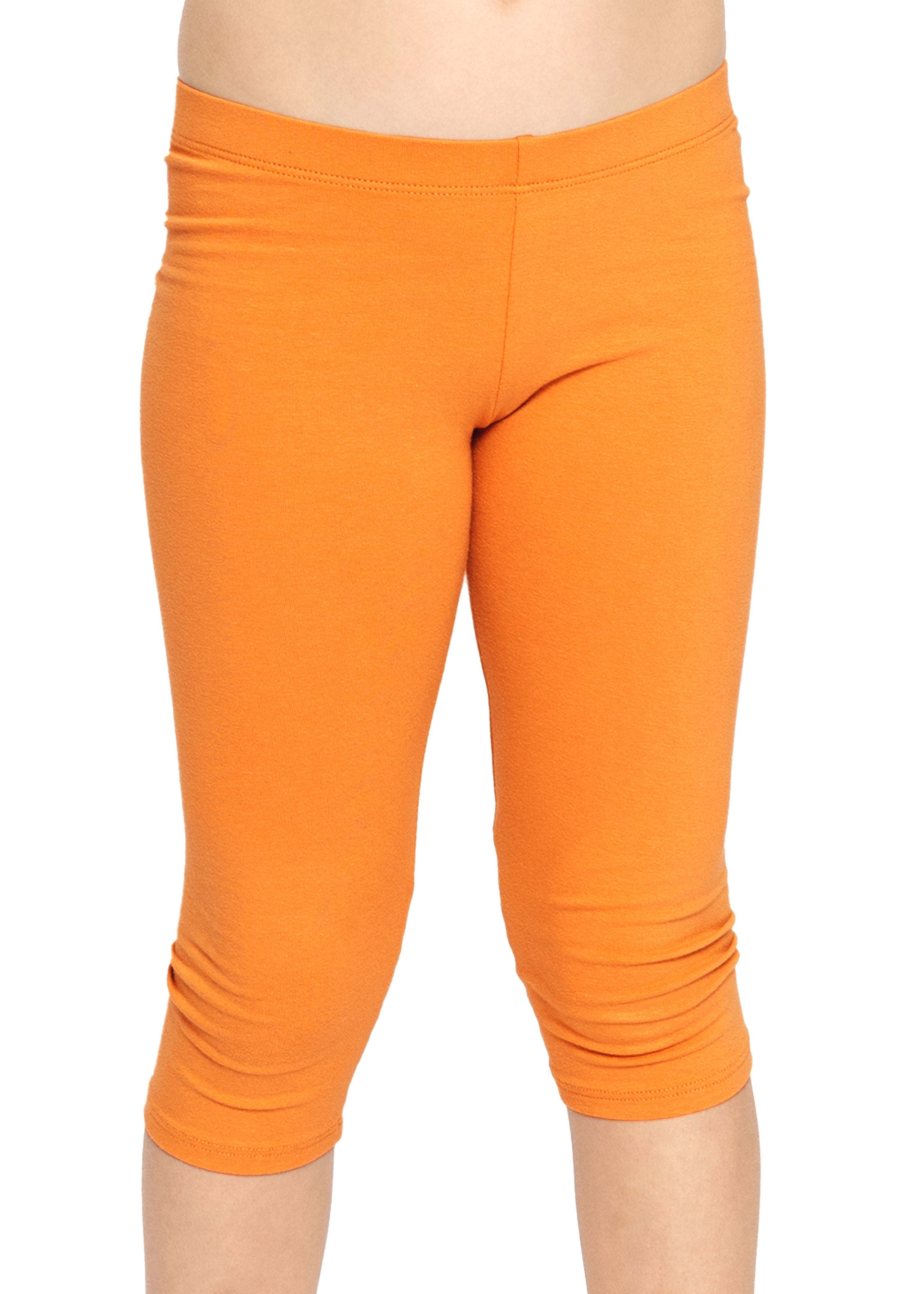 Buy Stunning Collection Women's Stretch Fit Cotton Leggings  (SCTALLLACECAPRI_1_Orange_Free Size) at