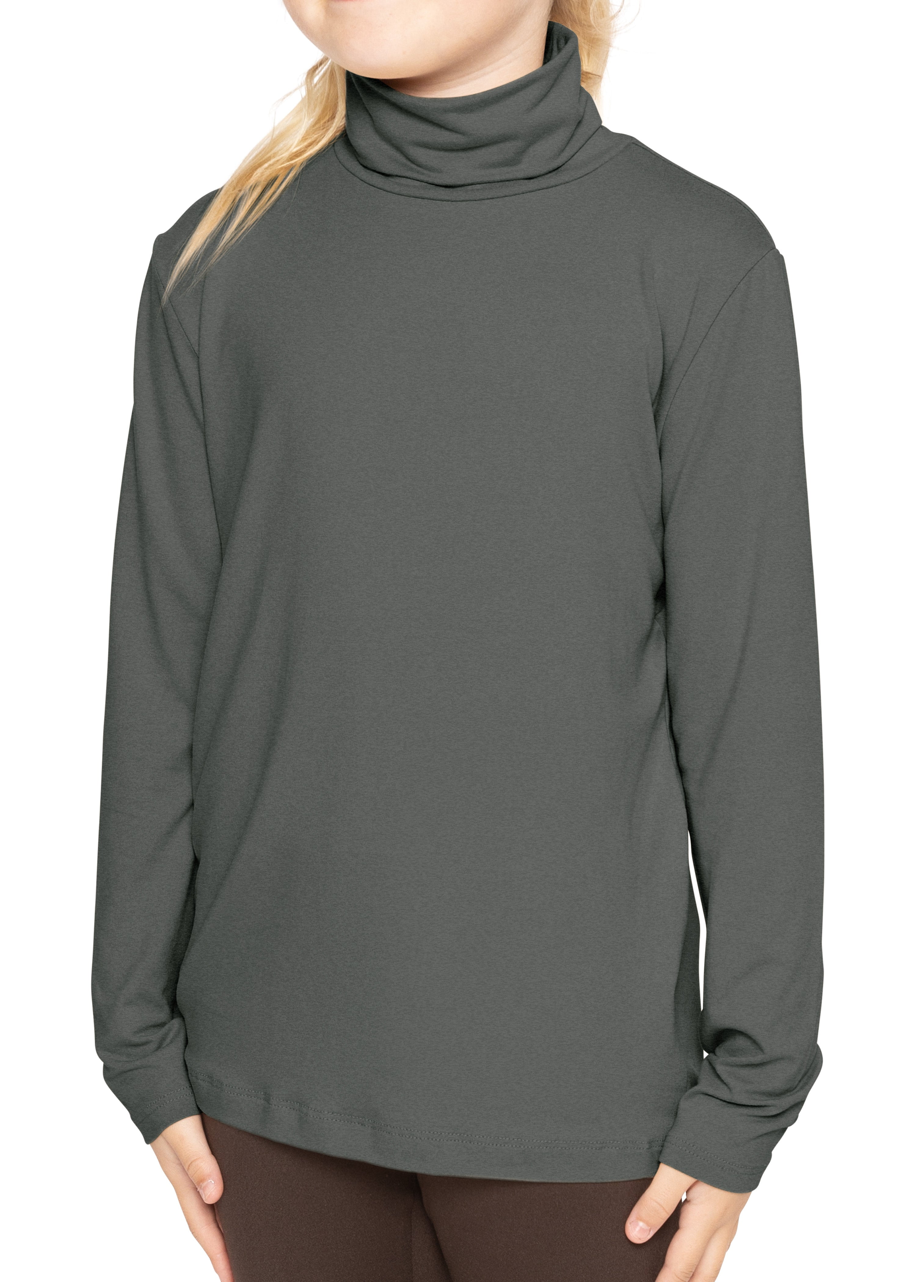 Women's Oh So Soft Long Sleeve Turtleneck Top - Poly/Spandex, Made In USA, Brown, Medium