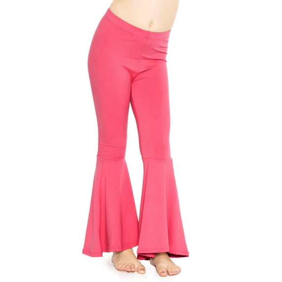 Stretch Is Comfort Girl's Poly/Spandex Stretch Bell Bottoms Flare Pants Hot Pink XX-Small