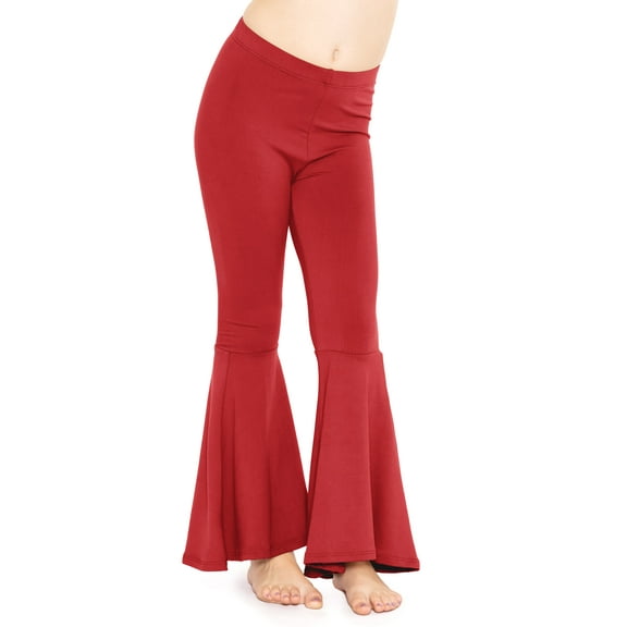 Stretch Is Comfort Girl's Poly/Spandex Stretch Bell Bottoms Flare Pants Red XX-Large
