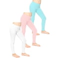 thumbnail image 1 of Stretch Is Comfort Girl's Set of 3 Cotton Footless Leggings Mint Light-Pink White Small, 1 of 6