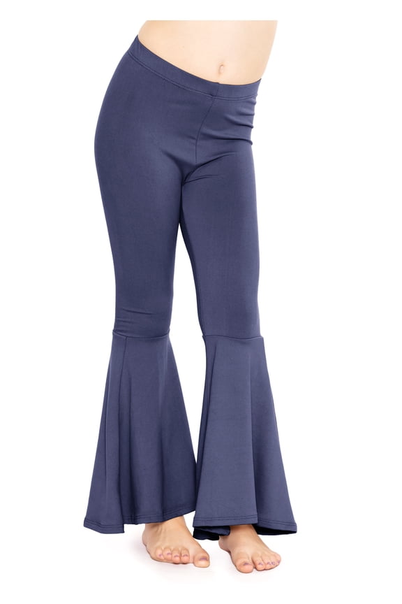 Girl's Poly/Spandex Stretch Bell Bottoms Flare Pants Navy Blue XX-Large