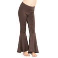 thumbnail image 1 of Stretch Is Comfort Girl's Poly/Spandex Stretch Bell Bottoms Flare Pants Brown X-Large, 1 of 6