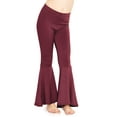 thumbnail image 1 of Stretch Is Comfort Girl's Poly/Spandex Stretch Bell Bottoms Flare Pants Burgundy Large, 1 of 6