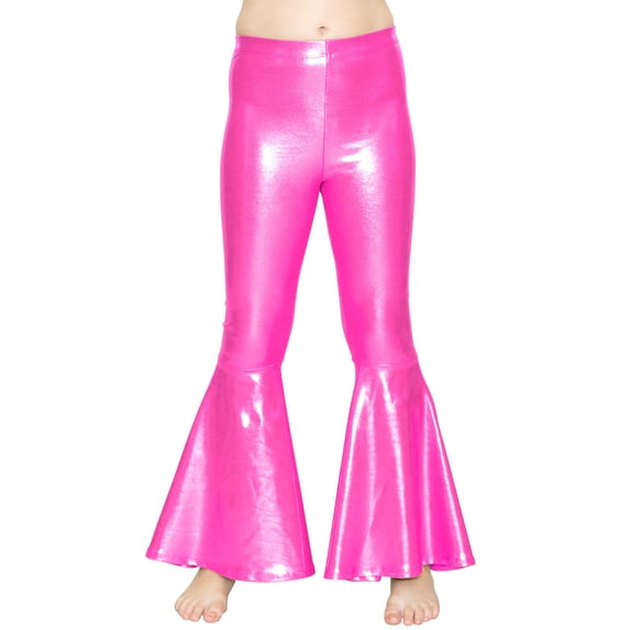 Stretch Is Comfort Girl's Poly/Spandex Stretch Bell Bottoms Flare Pants Mystique Hot Pink Small