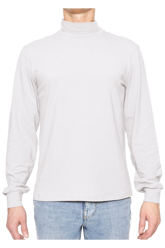 Men's Cotton Mock Neck Cuffed Long Sleeve Top |Adult Small- 4x