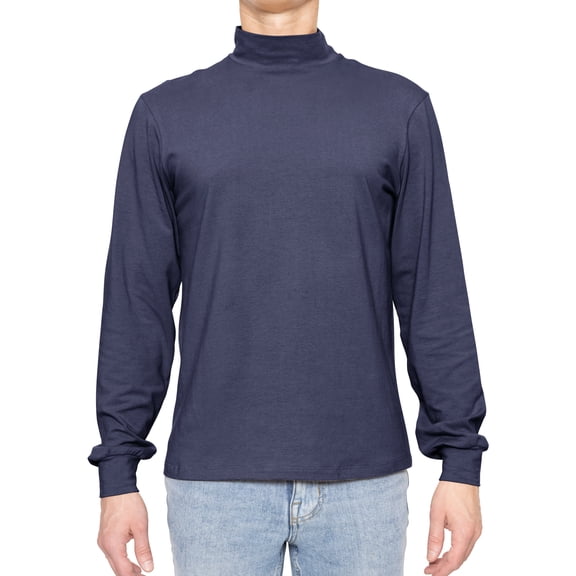 Stretch Is Comfort Men's Cotton Mock Neck Cuffed Long Sleeve Top |Adult Small- 4x