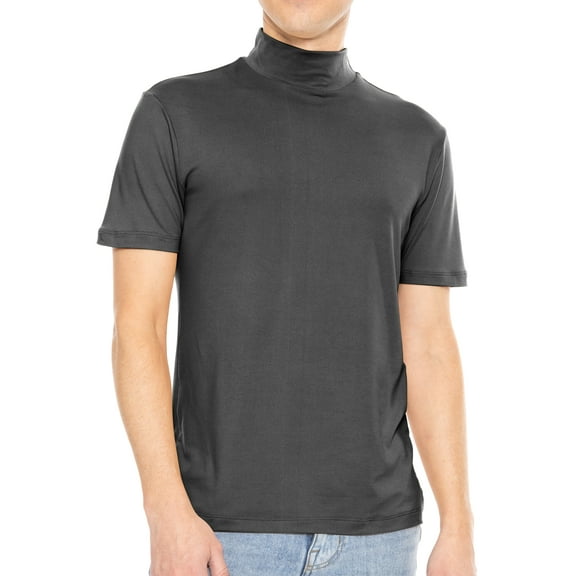 Stretch Is Comfort Men's Poly Spandex Short Sleeve Mock Neck | Adult Small- 5x
