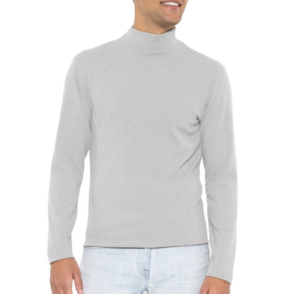 Stretch Is Comfort Men's Ribbed Long Sleeve Mock Neck Turtleneck | Adult Small- 3x