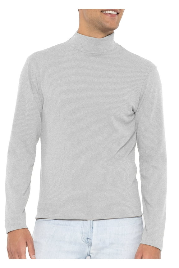 Men's Ribbed Long Sleeve Mock Neck Turtleneck | Adult Small- 3x