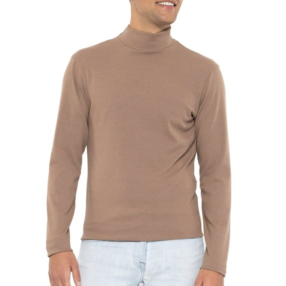 Stretch Is Comfort Men's Ribbed Long Sleeve Mock Neck Turtleneck | Adult Small- 3x