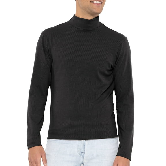 Stretch Is Comfort Men's Ribbed Long Sleeve Mock Neck Turtleneck | Adult Small- 3x