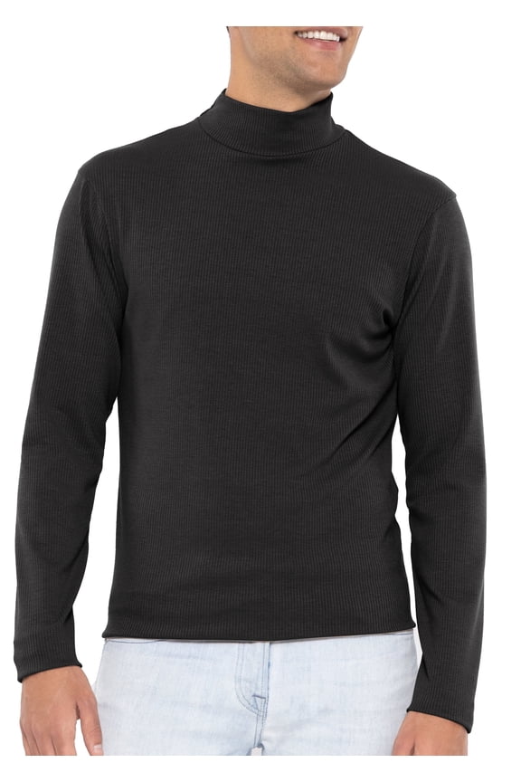 Men's Ribbed Long Sleeve Mock Neck Turtleneck | Adult Small- 3x