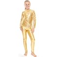 thumbnail image 1 of Stretch Is Comfort Oh so Soft Youth Girl's Set Long Sleeve Crew and Leggings Mystique Gold X-Small, 1 of 4