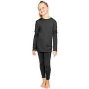 STRETCH IS COMFORT Oh so Soft Youth Girl's Set Long Sleeve Crew and Leggings Black X-Large