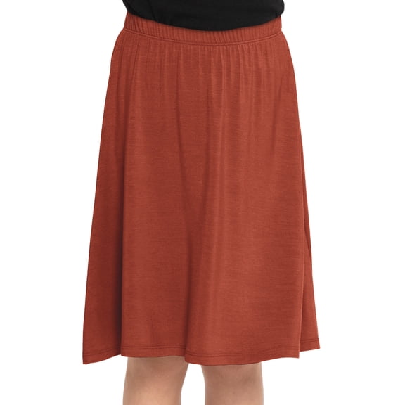 Stretch Is Comfort Girl's A-Line Knee Length Skirt Rust Small