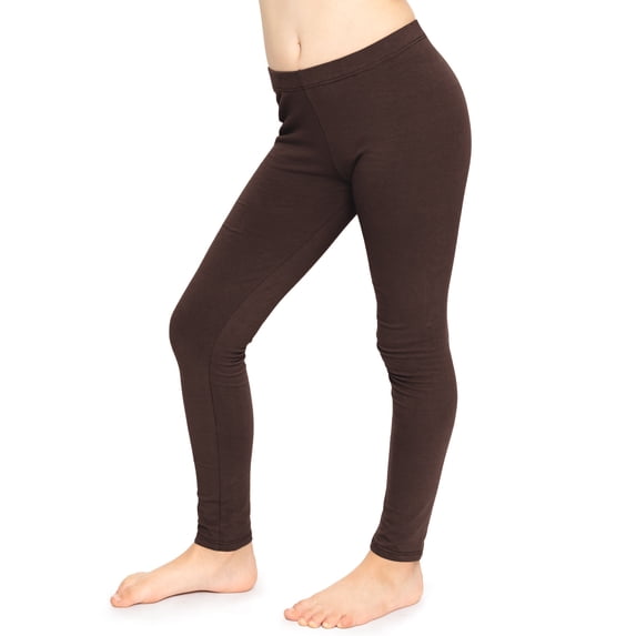 Stretch Is Comfort Stretchy Girl's Cotton Leggings Brown XX-Small
