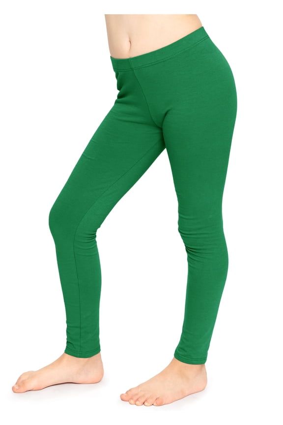 Stretchy Girl's Cotton Leggings Kelly Green Small