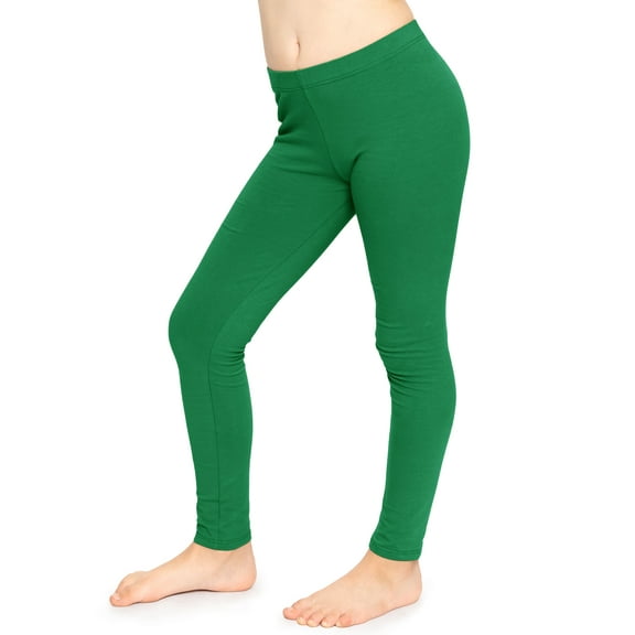 Stretch Is Comfort Stretchy Girl's Cotton Leggings Kelly Green X-Small