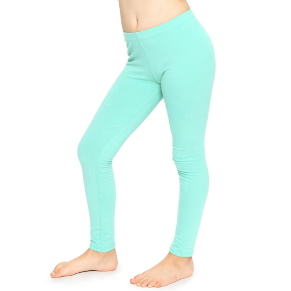 Stretch Is Comfort Stretchy Girl's Cotton Leggings Mint Small