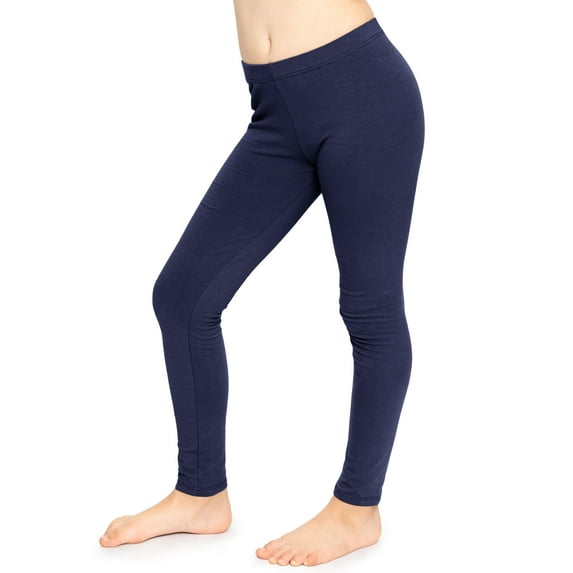 Stretch Is Comfort Stretchy Girl's Cotton Leggings Navy Blue Medium