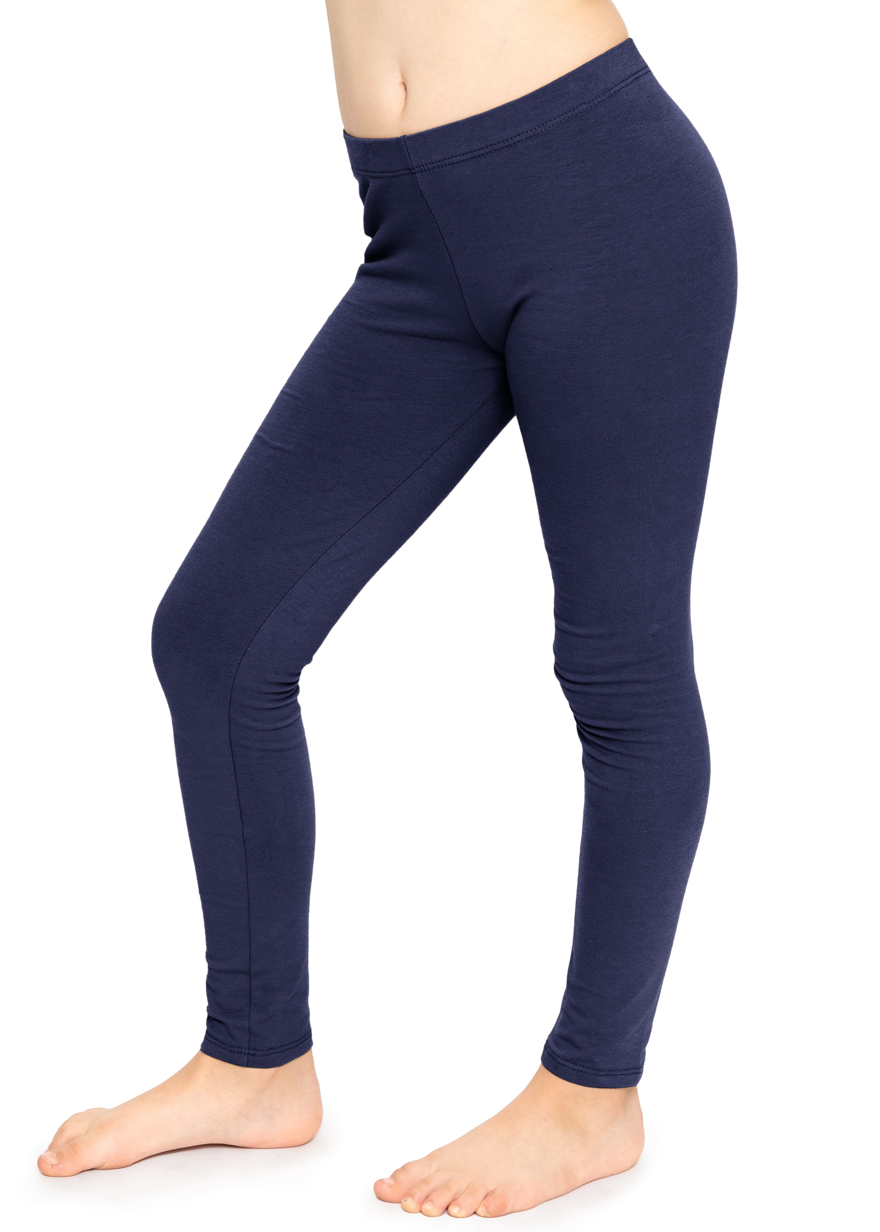 Stretch Is Comfort Stretchy Girl's Cotton Leggings Navy Blue XX-Large