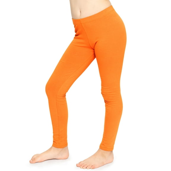 Stretch Is Comfort Stretchy Girl's Cotton Leggings Orange X-Small
