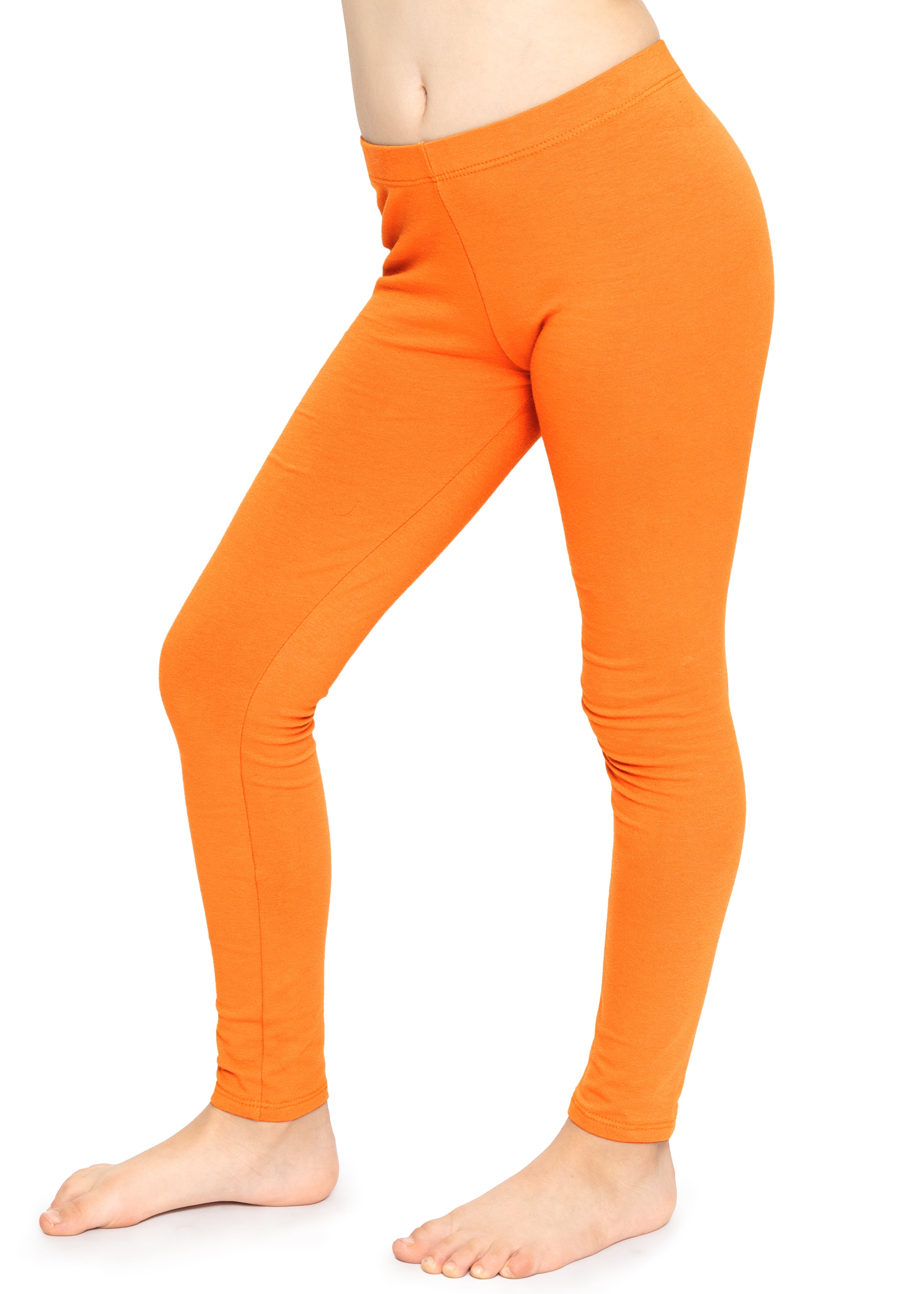 Stretch Is Comfort Stretchy Girl s Cotton Leggings Orange XX Large