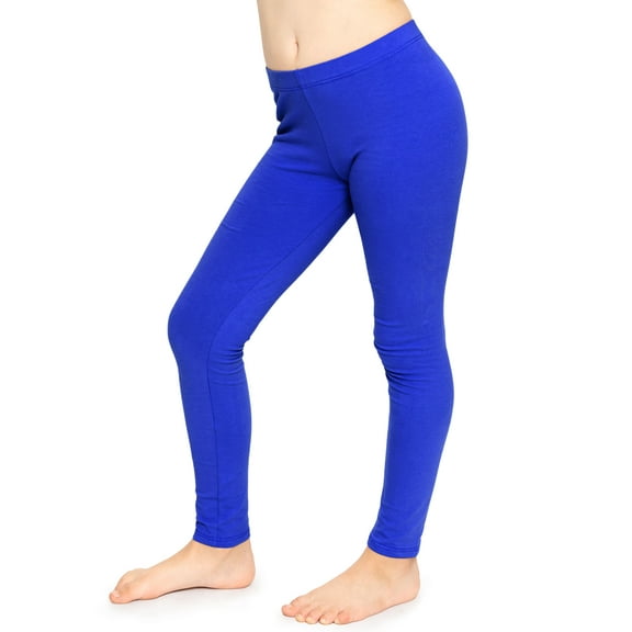 Stretch Is Comfort Stretchy Girl's Cotton Leggings Royal Blue X-Small