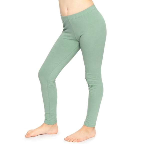 Stretch Is Comfort Stretchy Girl's Cotton Leggings Sage Green Small