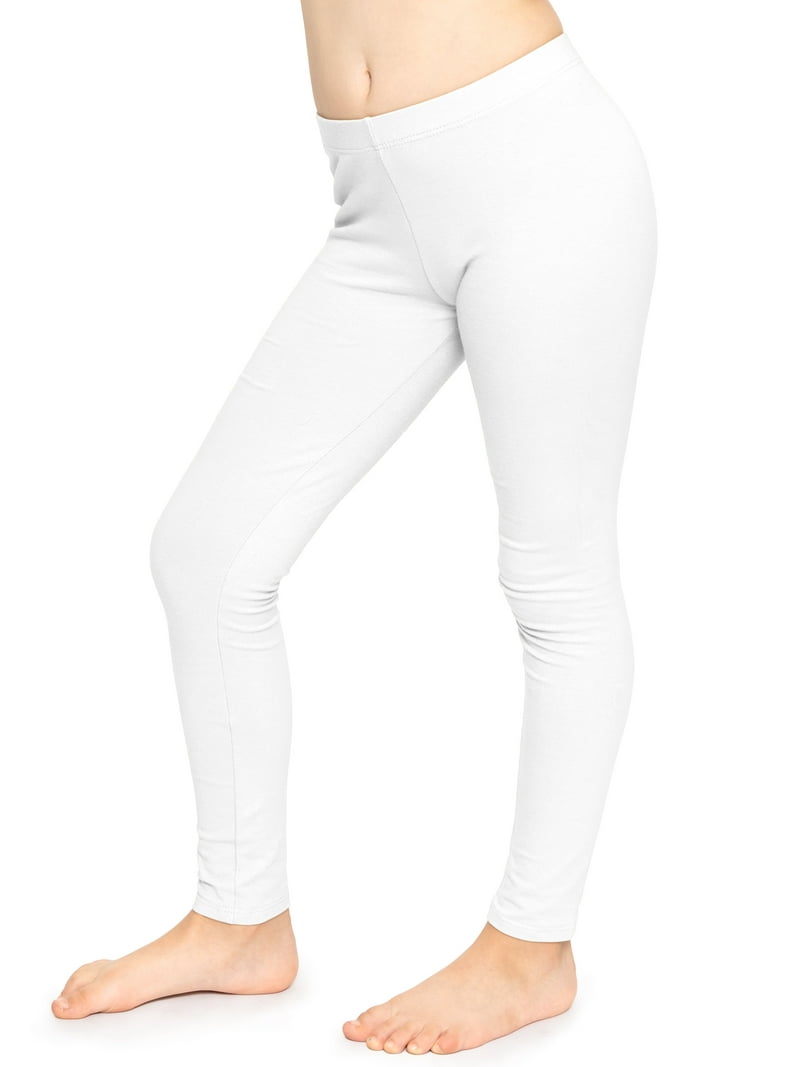 Stretch Is Comfort Stretchy Girl's Cotton Leggings White 16