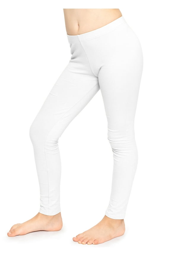 Stretchy Girl's Cotton Leggings White Small